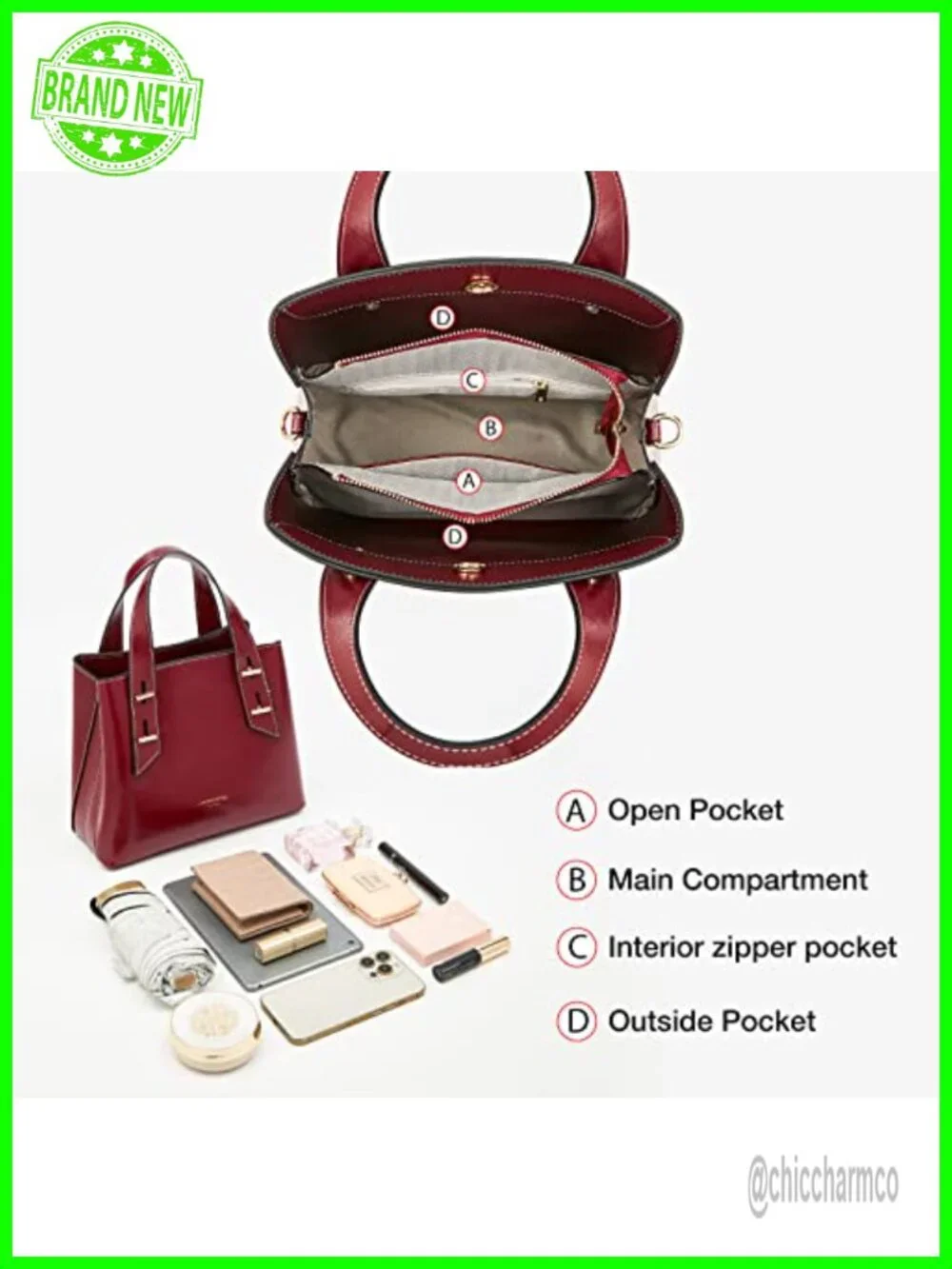 Genuine Leather Crossbody Satchel Top-handle Tote Purse